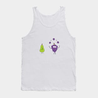 funny fruits grapes juggling with pear watching it Tank Top